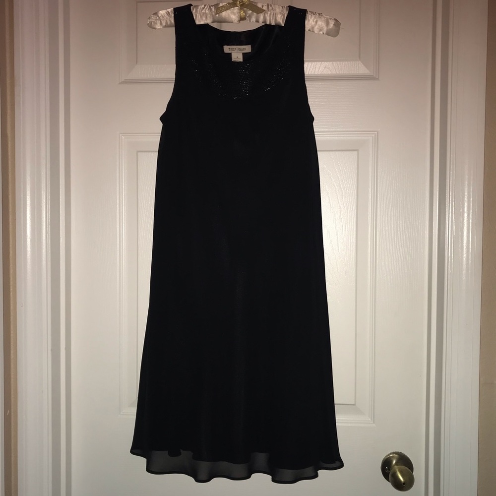 WHBM-LBD. Black dress with beaded neckline.